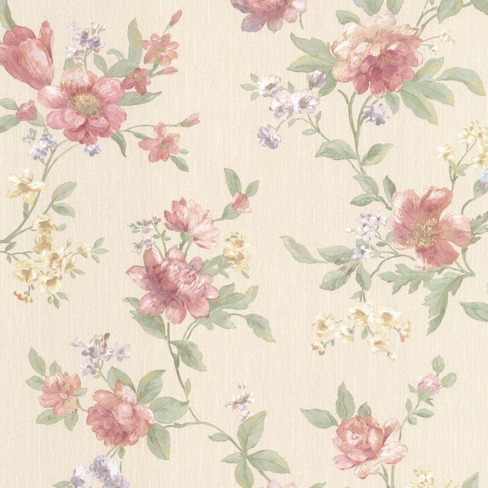 1000x1000 Mirage Empress Salmon Floral Trail Wallpaper 991 68209