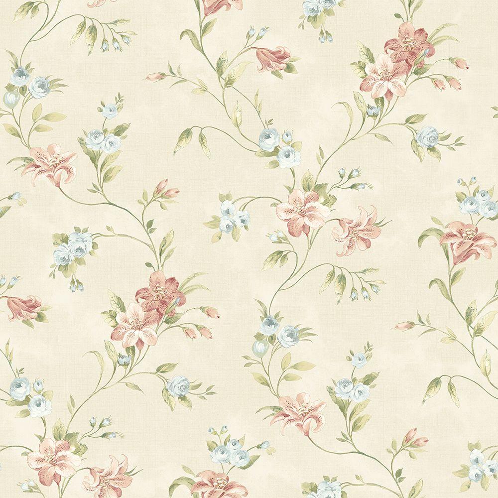 1000x1000 Lorraine Lily Peach Floral Wallpaper