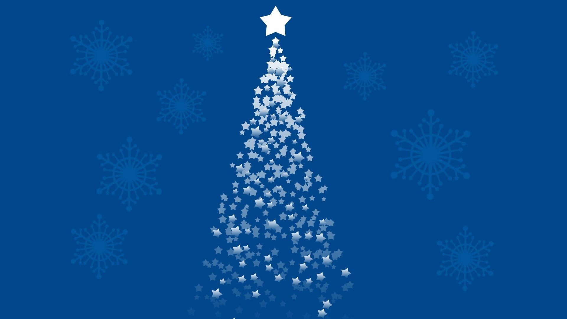 1920x1080 Blue Stars Christmas Tree desktop PC and Mac wallpaper
