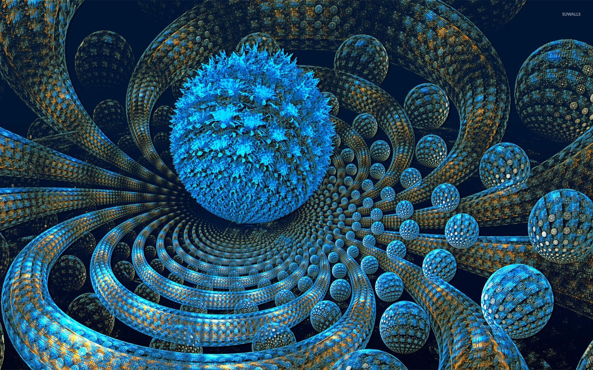 1920x1200 Free download Blue fractal orbs wallpaper 3D wallpaper