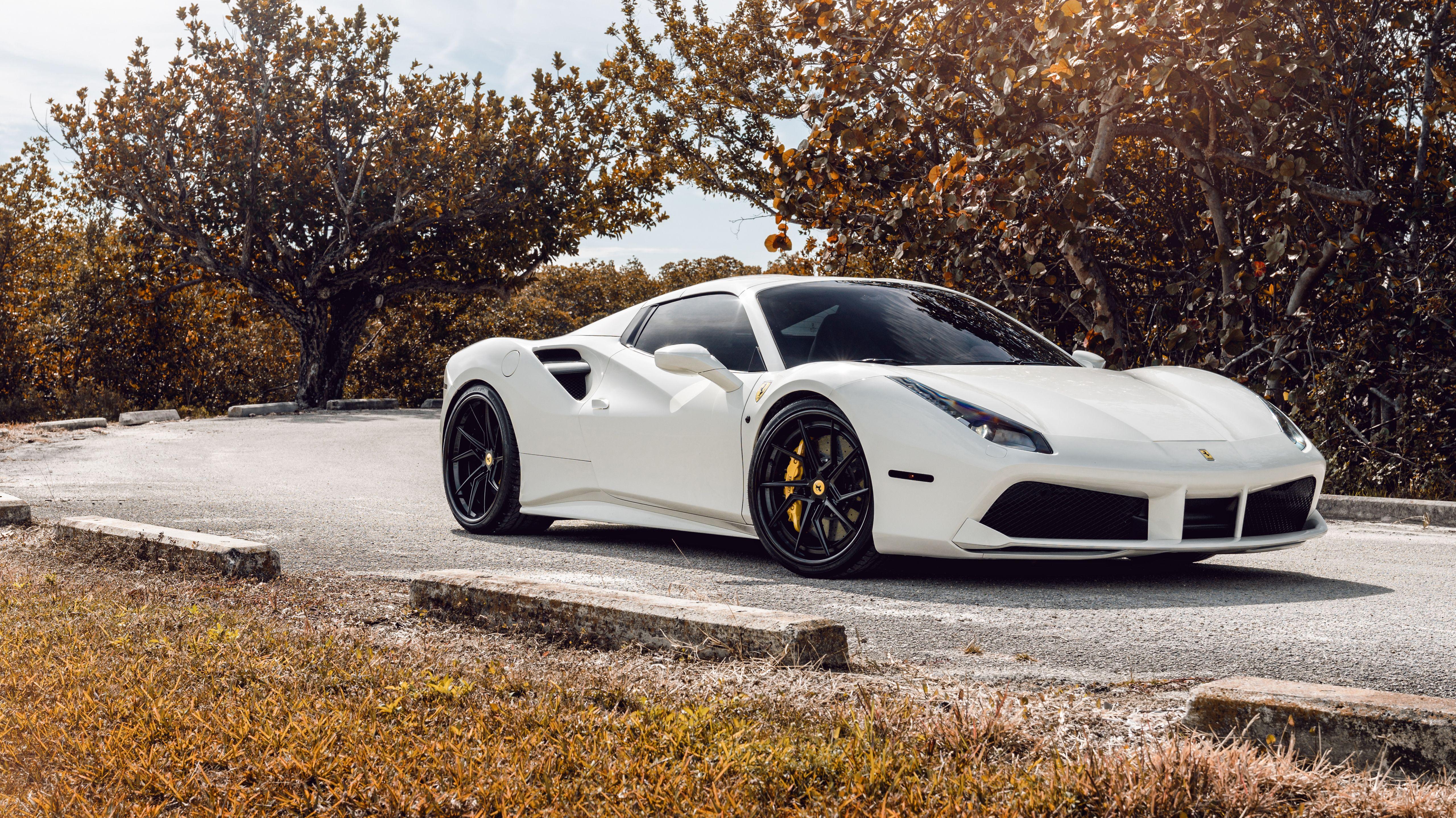 5120x2880 AG Hình nền Ferrari 488 5K màu trắng.  Hình nền xe hơi HD