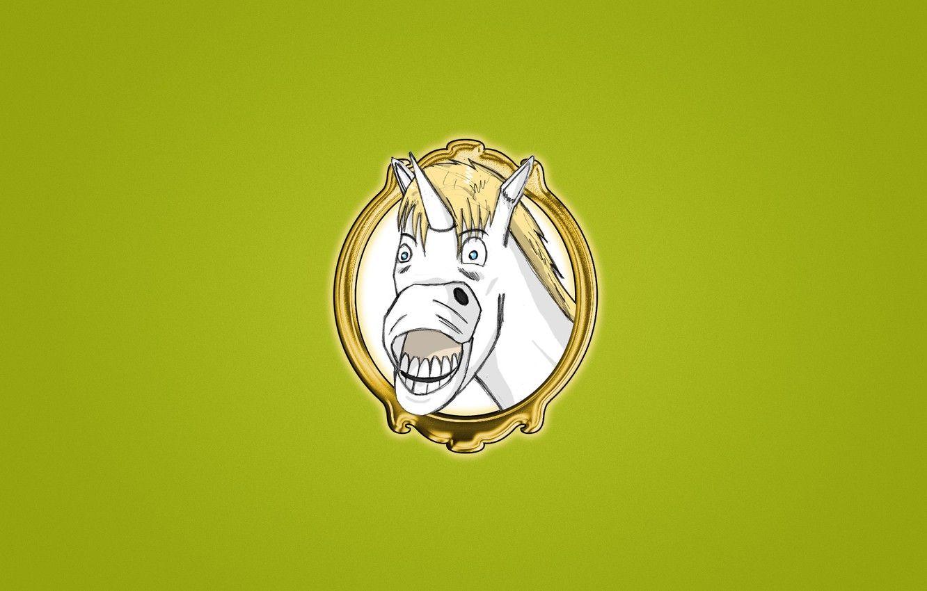 1332x850 Wallpaper smile, horse, portrait, minimalism, white, Unicorn
