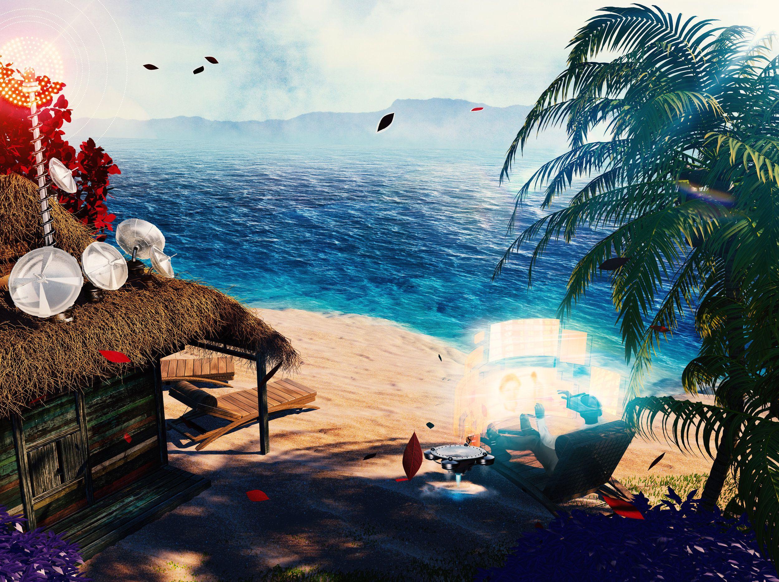 2500x1867 Wallpaper Luxury, Sci Fi, Beach, Modern, Illustration, HD, Creative