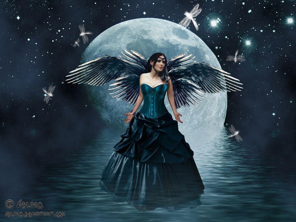 1024x768 Moon Fairy Wallpaper