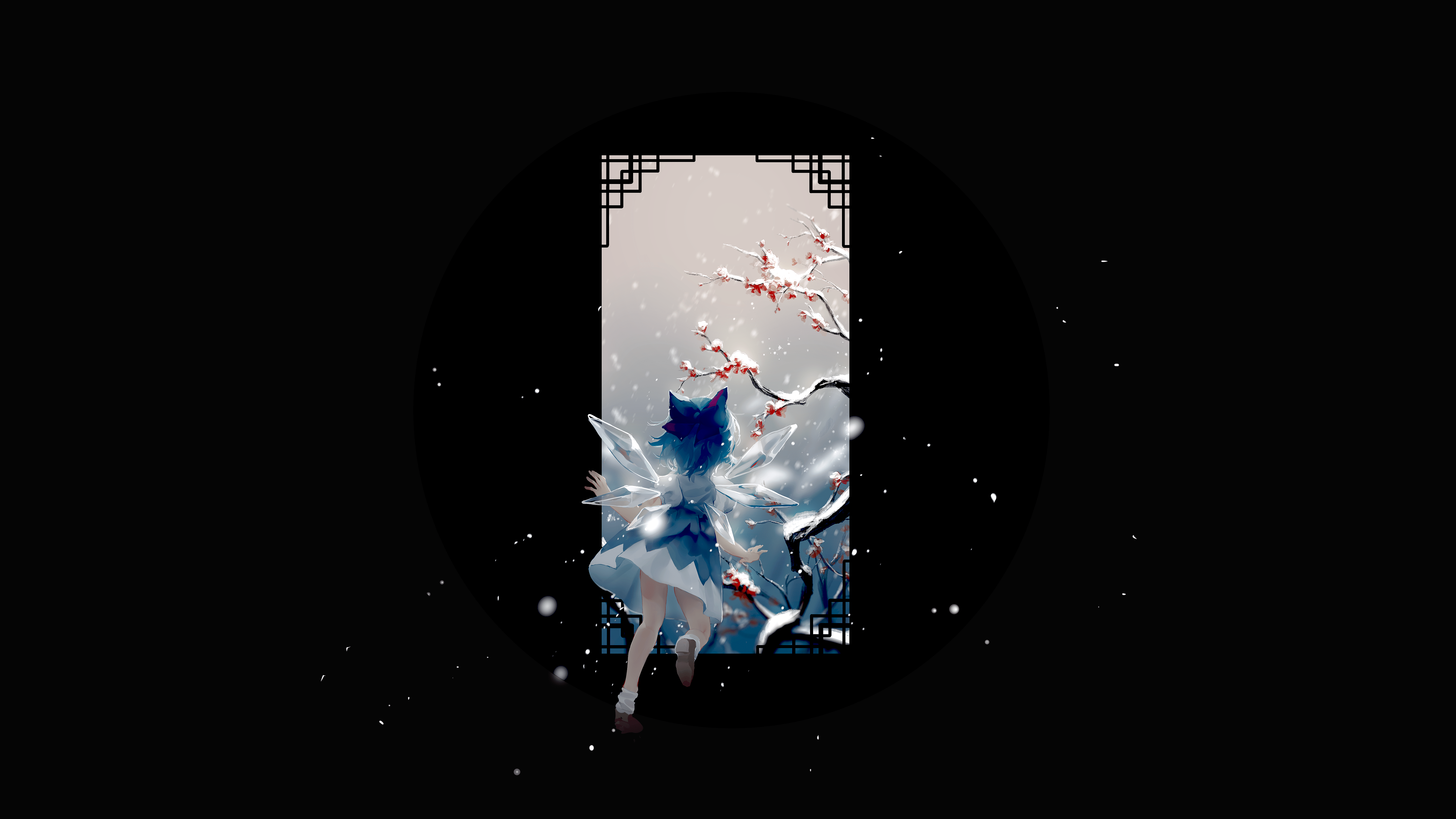 5333x3000 #Snowfall, #Fairy, #Black, K, #Anime girl. Anime
