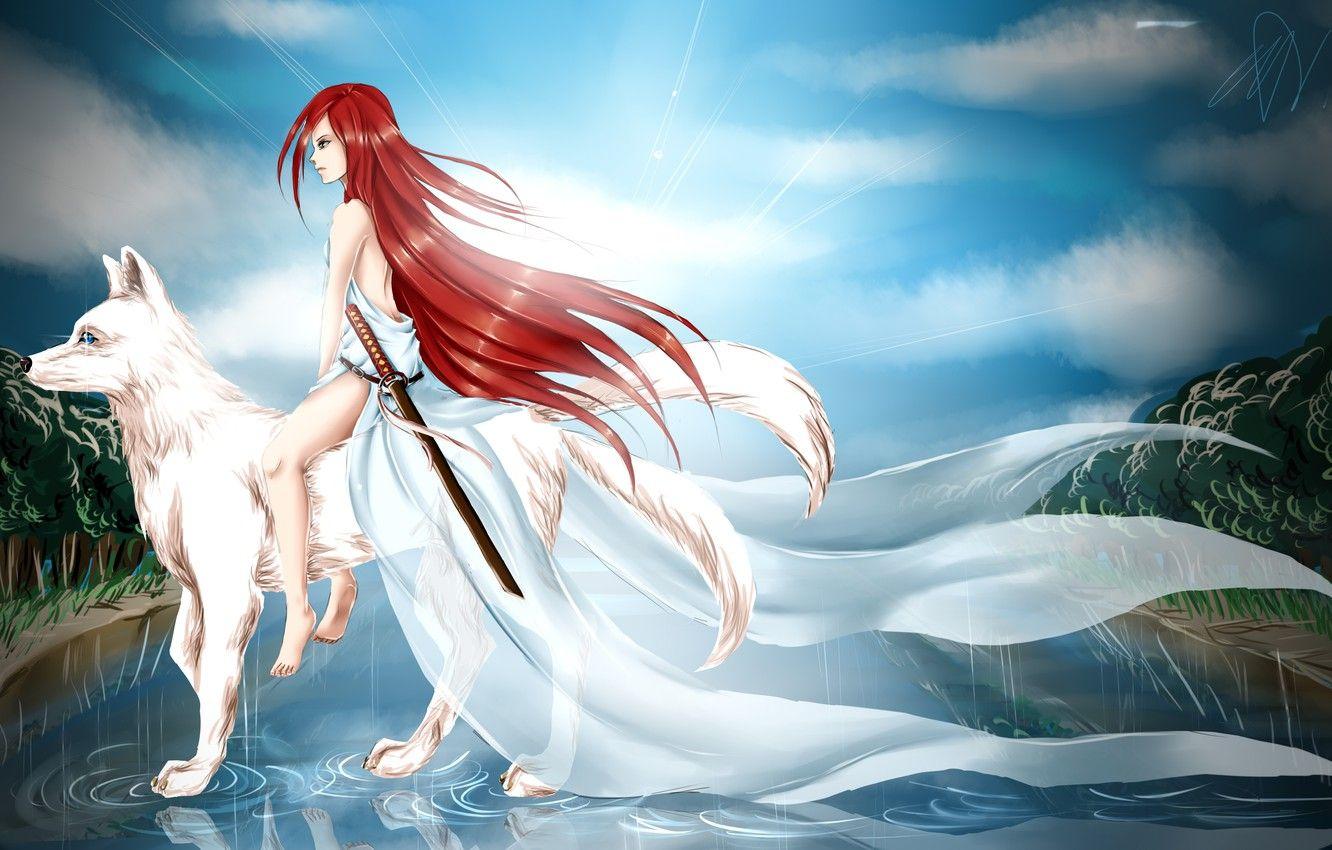 1332x850 Wolf White Anime Wallpaper