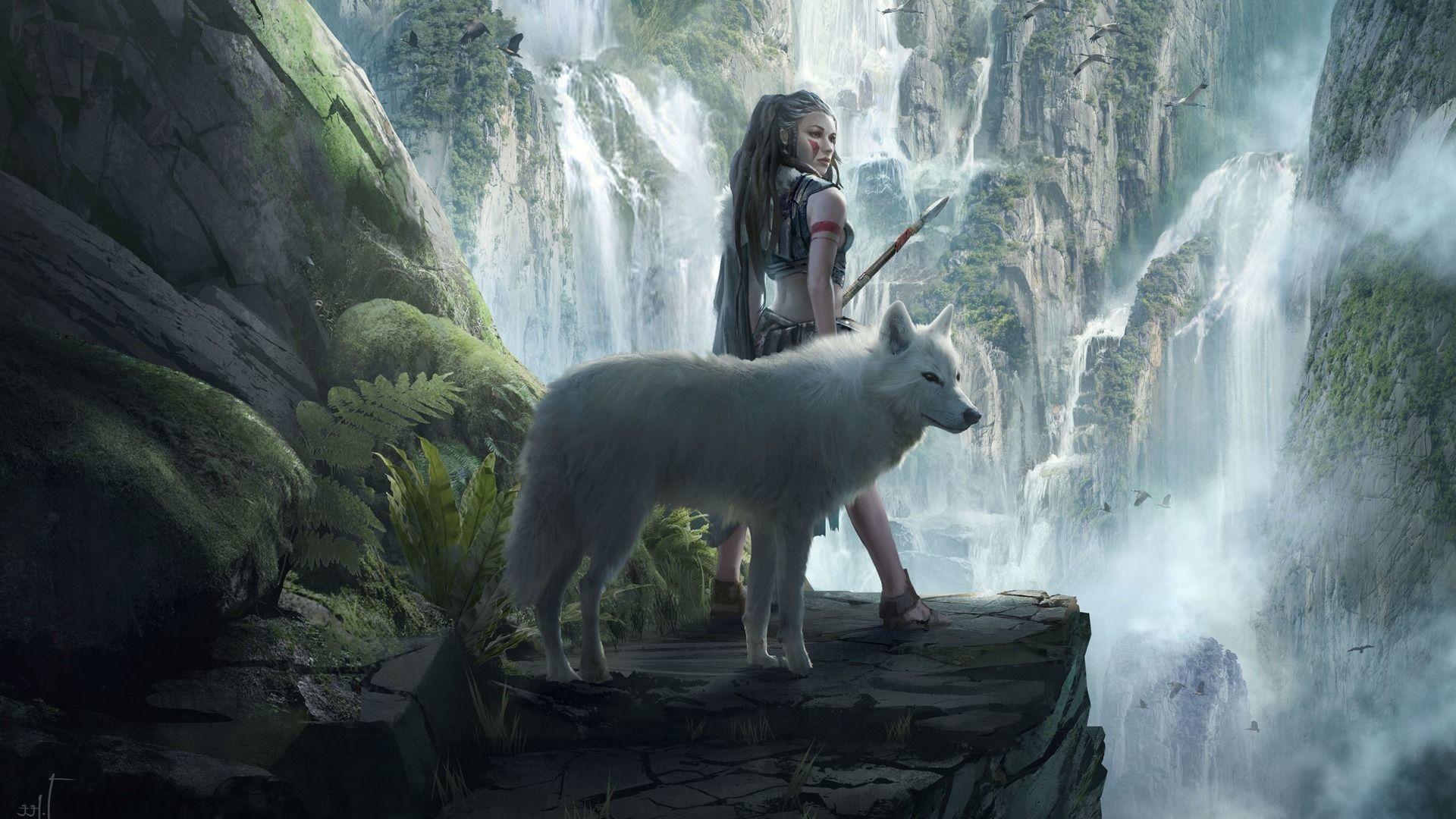 1920x1080 Fantasy Wolf Wallpaper background picture
