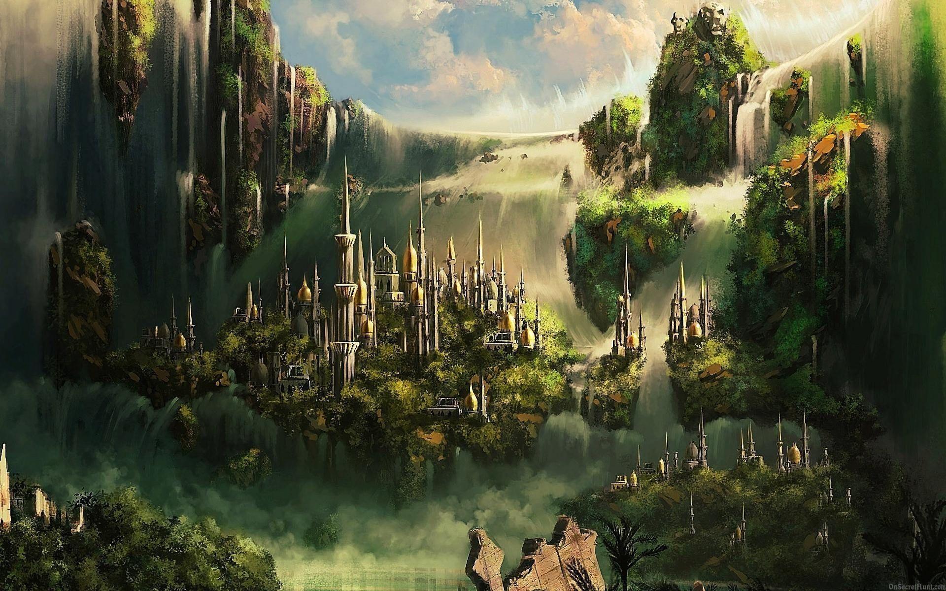 1920x1200 Medieval Sci Fi Landscape Wallpaper