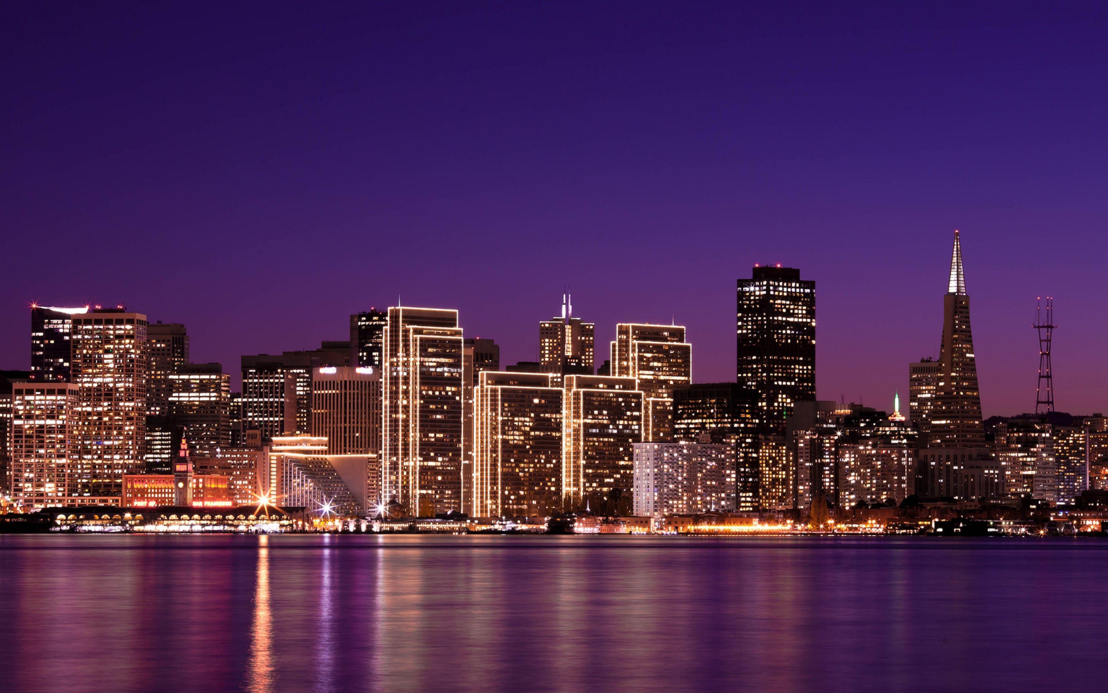 3840x2400 Free download City San francisco Lights Night Wallpaper