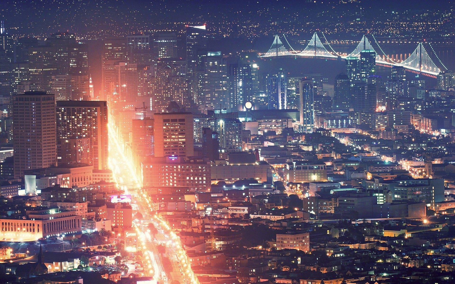 1920x1200 cityscapes, San Francisco, city night wallpaper