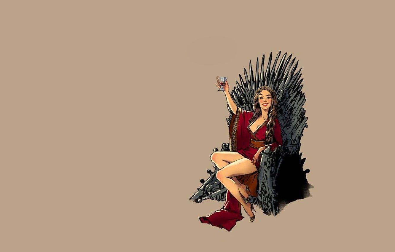 1332x850 Wallpaper fantasy, vintage, pinup, minimalism, background, Game of Thrones, Cersei Lannister, throne, Cersei Baratheon, tv series, pinup models, Cersei image for desktop, section минимализм
