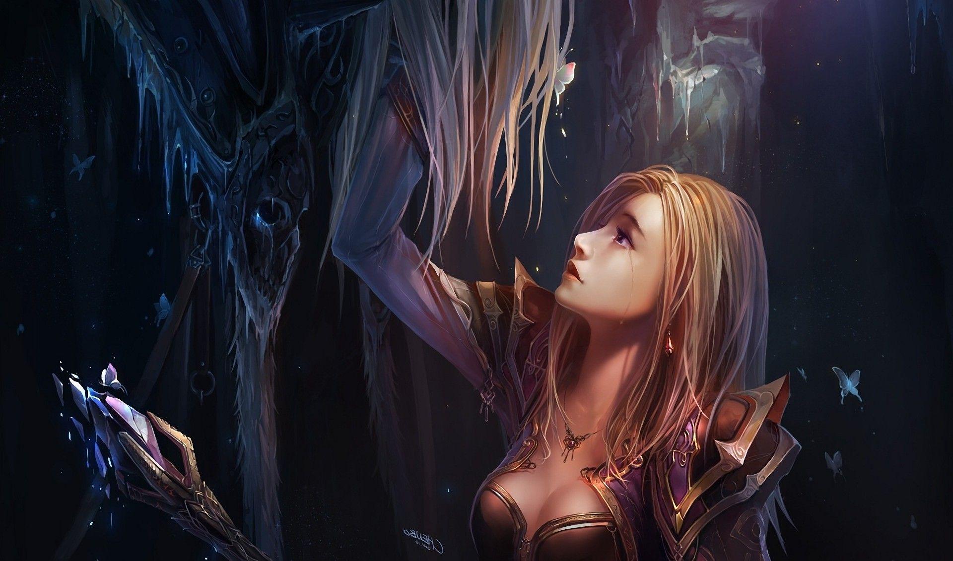 1920x1131 artwork, Fantasy Art, Warcraft, Jaina Proudmoore, Arthas