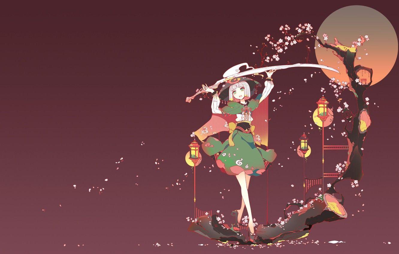 1332x850 Wallpaper girl, background, sword, Touhou, Touhou image