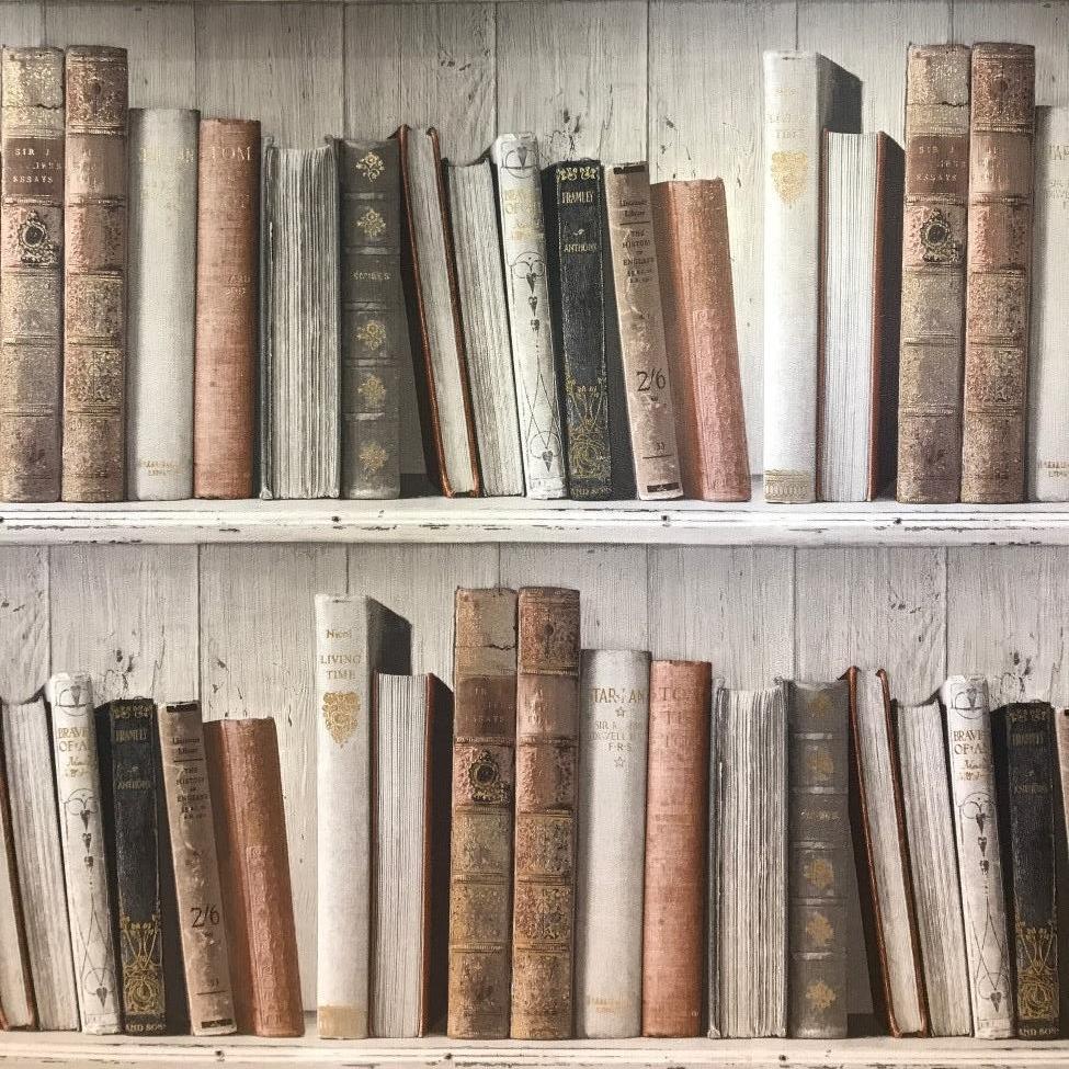 975x975 Facade Taupe / Brown Bookshelf Wallpaper
