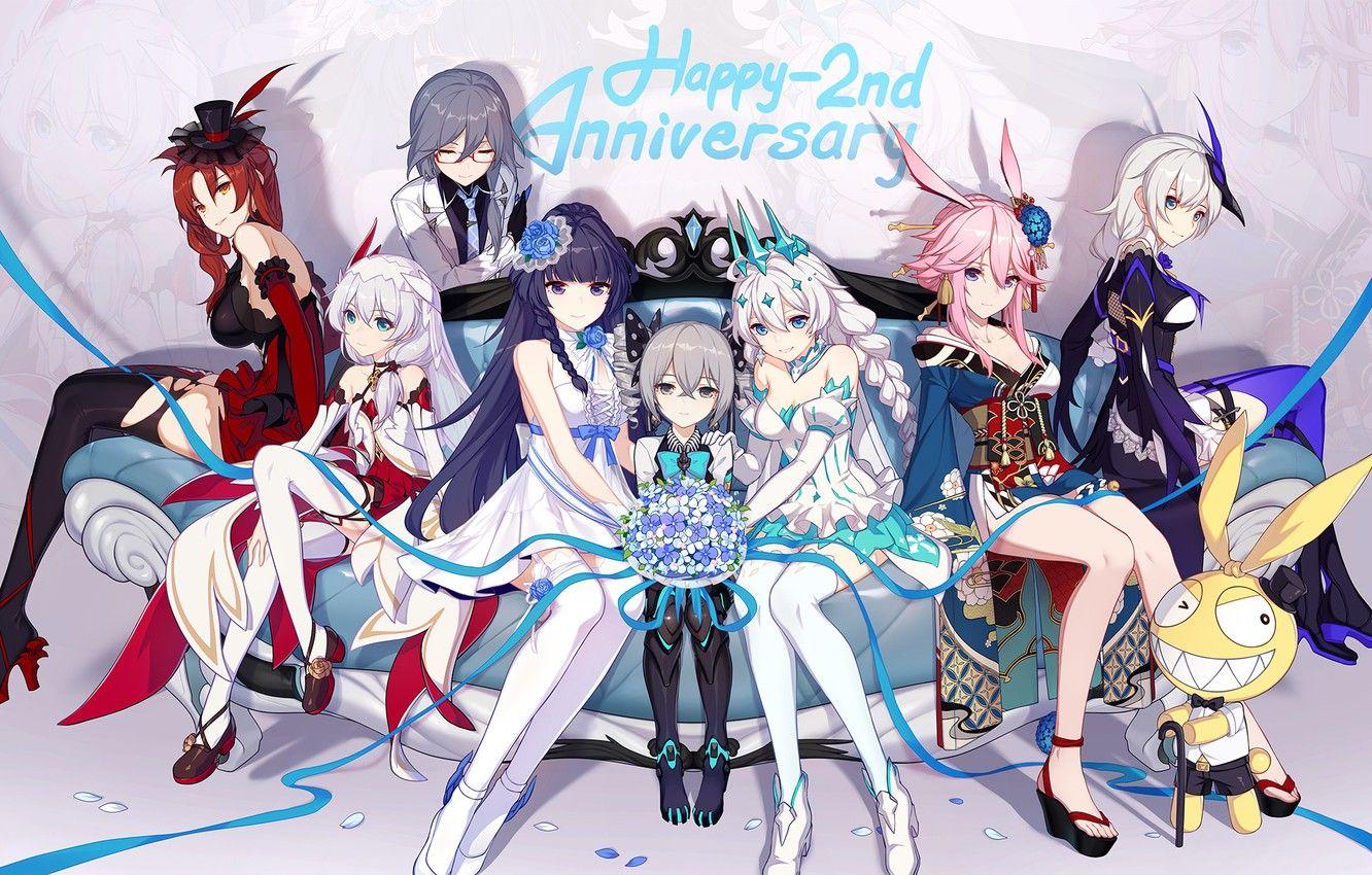 1332x850 Wallpaper girls, the game, group, anime, characters, Honkai