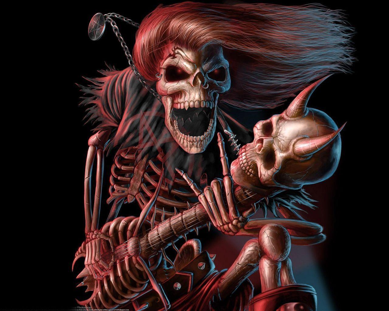 1280x1024 Guitars and Skeletons Wallpaper