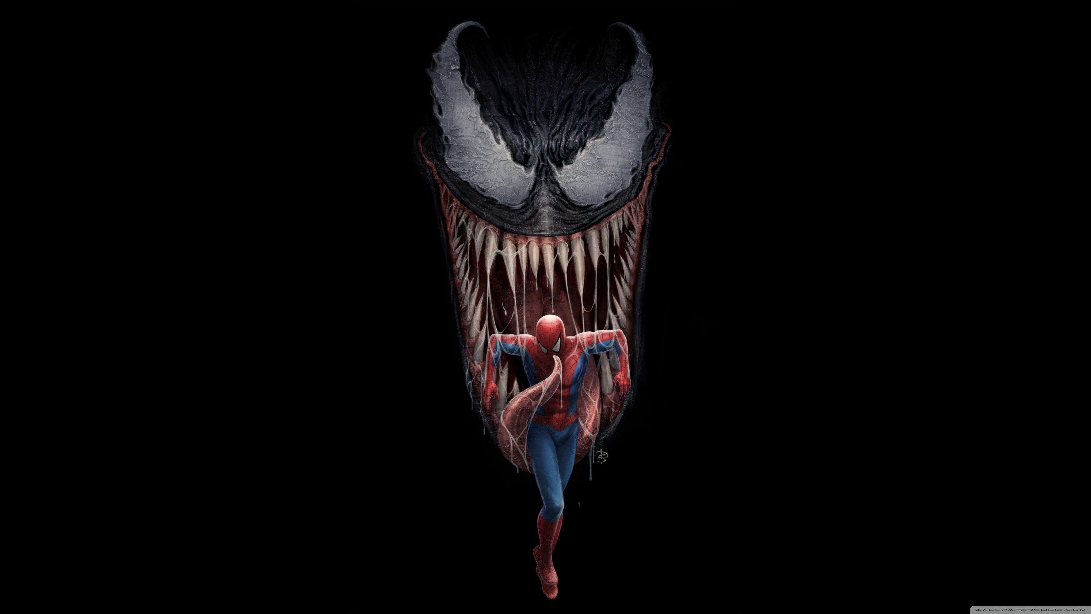 3554x1999 Venom Spider Man Movie Artwork Comics UHD Desktop Wallpaper