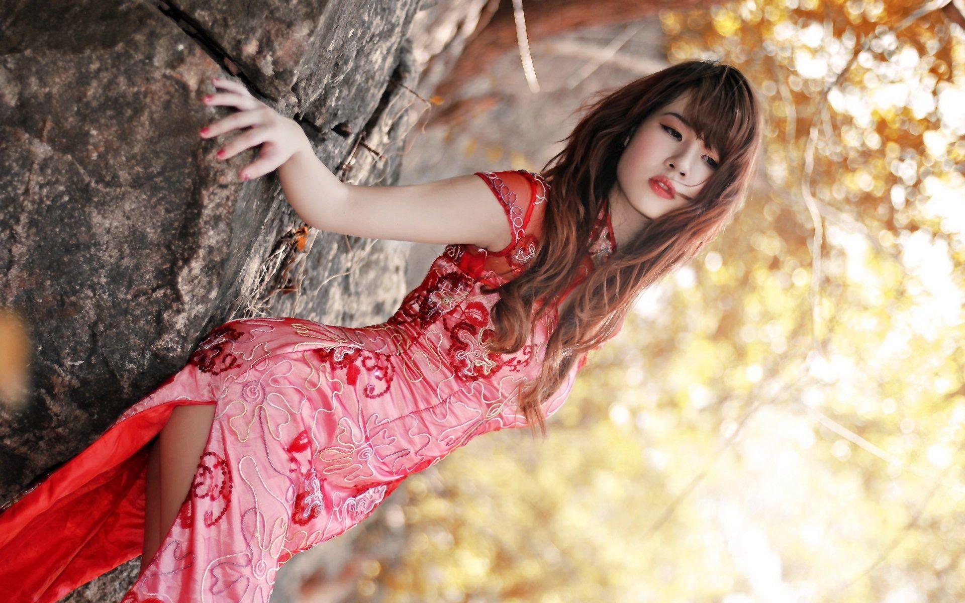 1920x1200 Wallpaper Red cheongsam asian girl 1920x1200 HD Picture, Image