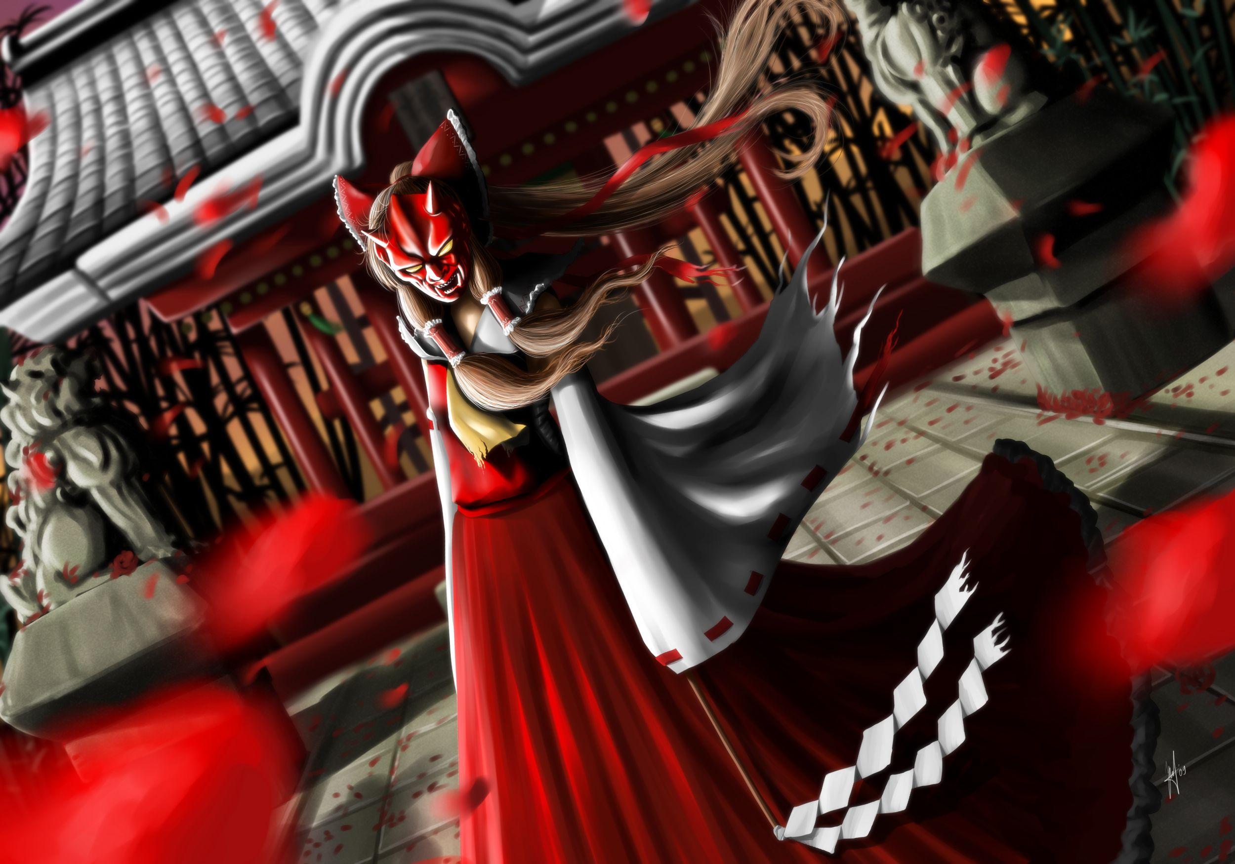 2500x1750 Oni Miko Reimu Anime Image Board Mobile