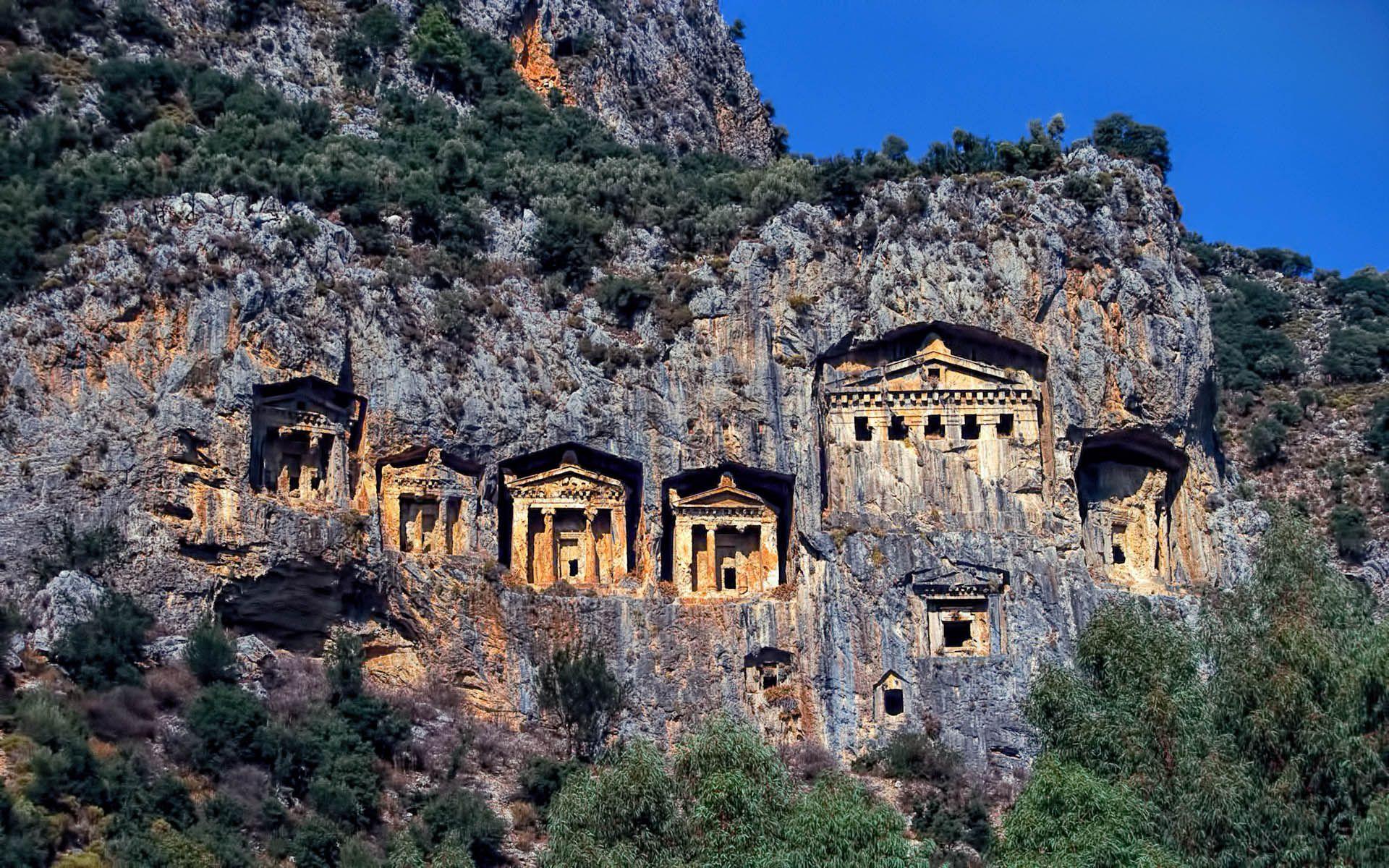 1920x1200 Ancient Lycian Rock Tombs, Antalya, Turkey widescreen