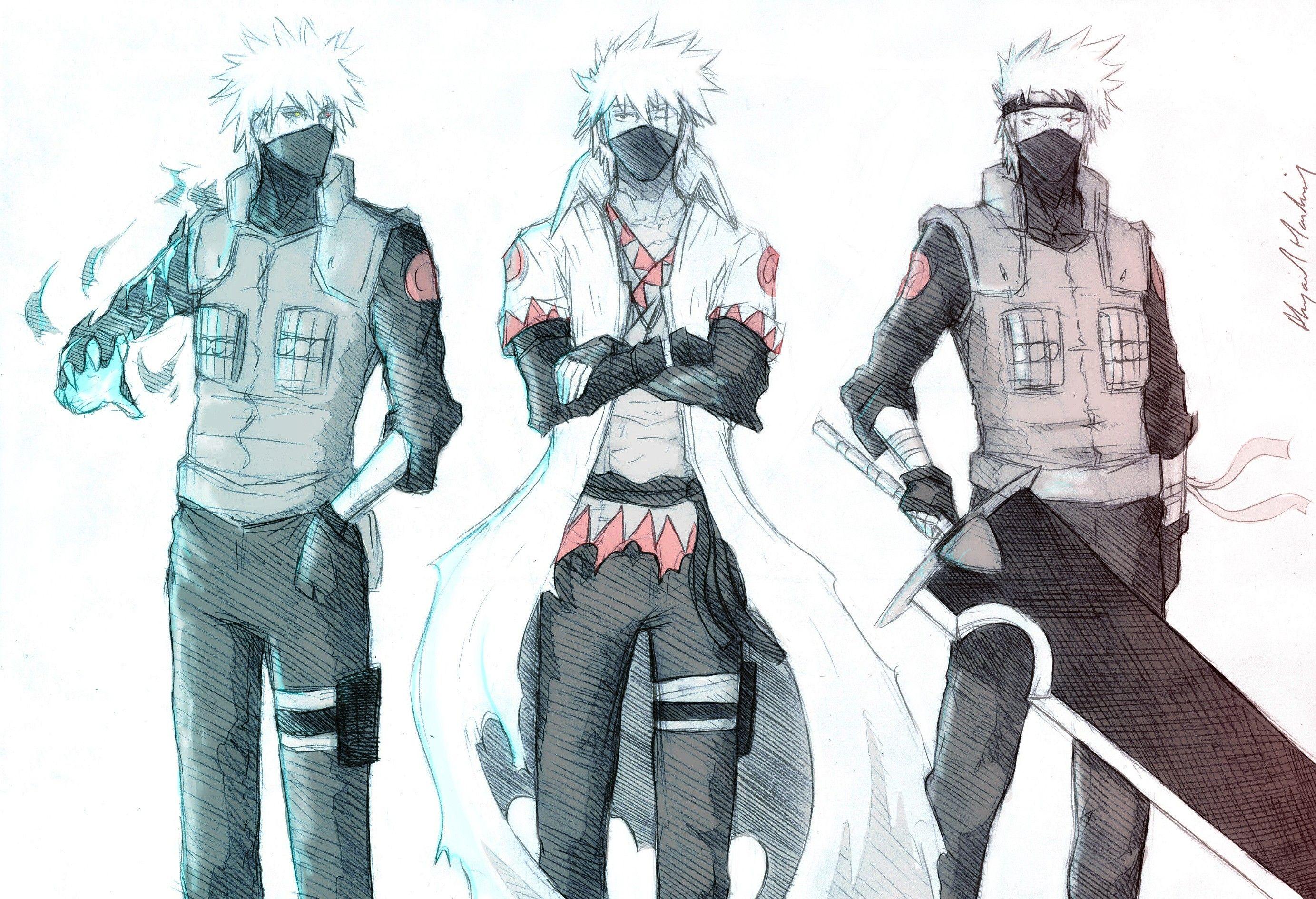 2766x1889 sketches, masks, robes, drawings, manga, Kakashi Hatake