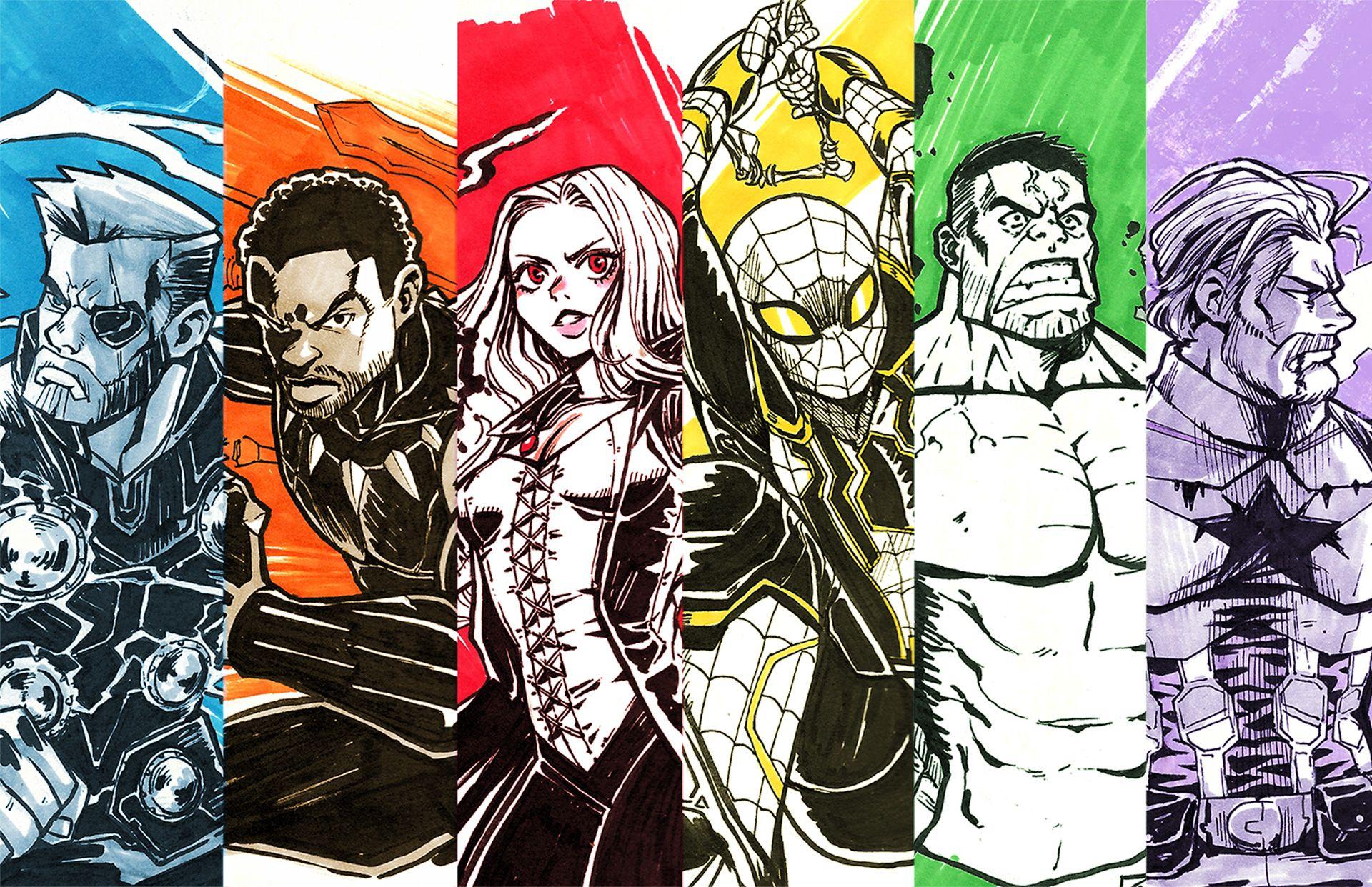 1920x1242 Avengers Infinity War Sketch Art, HD Superheroes, 4k