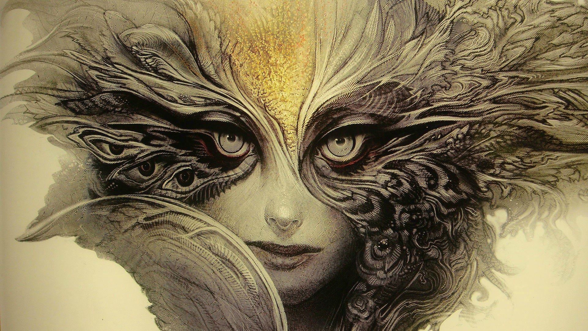 1920x1080 Fantasy Sketches Women Eyes Wallpaper and Free Stock
