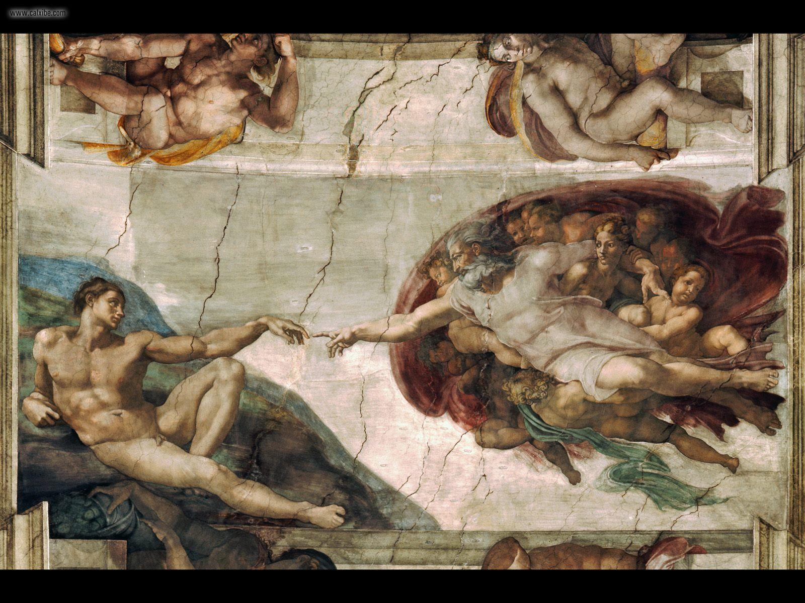 1600x1200 Drawing & Painting: The Creation of Adam by Michelangelo, desktop
