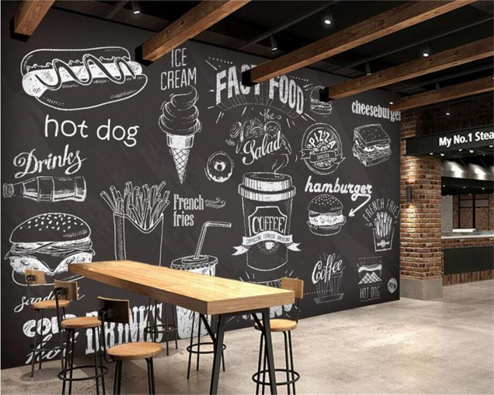 1000x800 Beibehang Custom Wallpaper Hand Drawn Chalkboard Gourmet