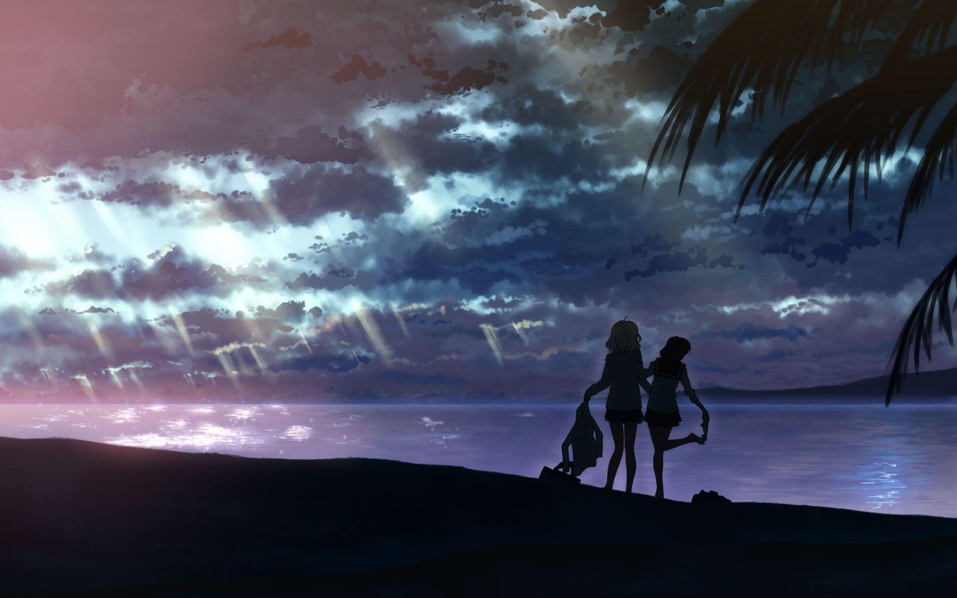 1920x1200 Hình nền Anime Girls Silhouette.  1920x1200