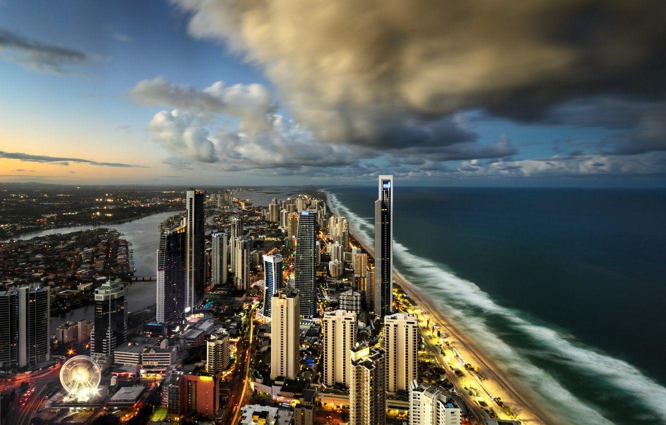 1332x850 Wallpaper the city, the ocean, skyscrapers, Australia