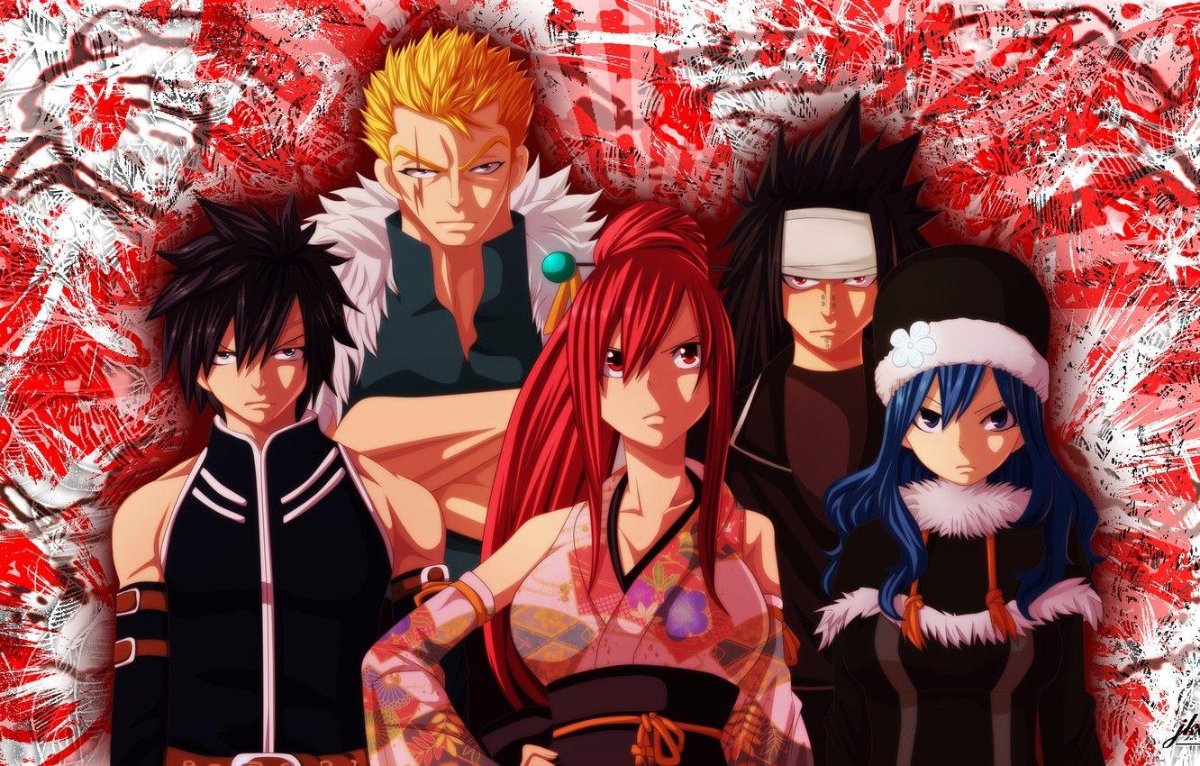 1332x850 Wallpaper girls, guys, anime, art, fairy tail, ezra scarlet