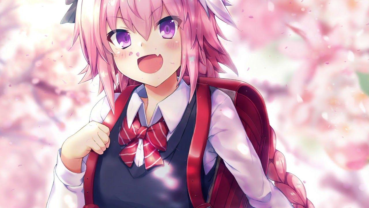 1280x720 Astolfo Schoolgirl Theme Sakura - Fate Apocrypha (Animated) - Wallpaper Engine