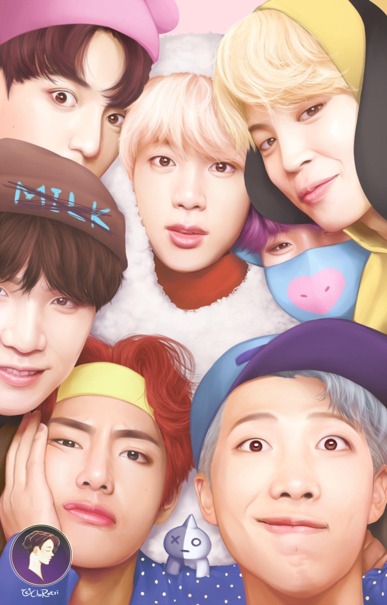 1311x2048 BTS ghép BTS21 người hâm mộ art.  #namjoon #seokjin #yoongi https://wallpaperaccess.com/full/1891182.jpg