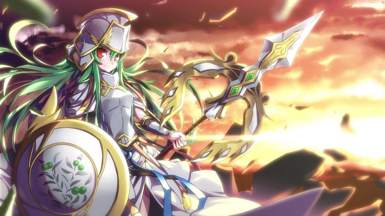 1244x700 Puzzle Dragons Athena warrior armor fantasy weapon girl f