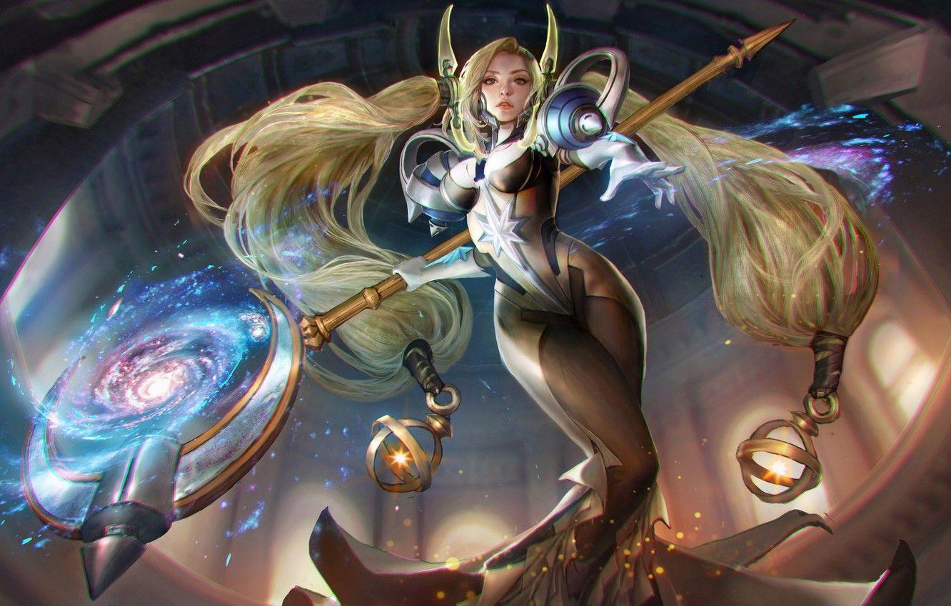 1332x850 Wallpaper girl, fantasy, game, magic, long hair, stars