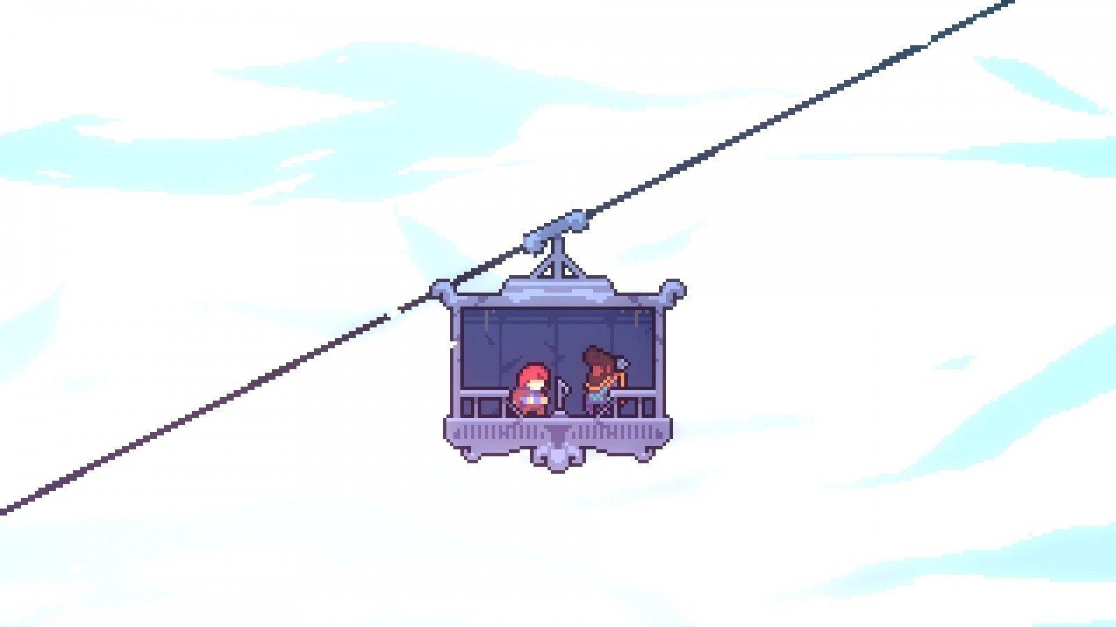 1600x900 Download 1600x900 Celeste, Cable Car, Pixel Art Wallpaper