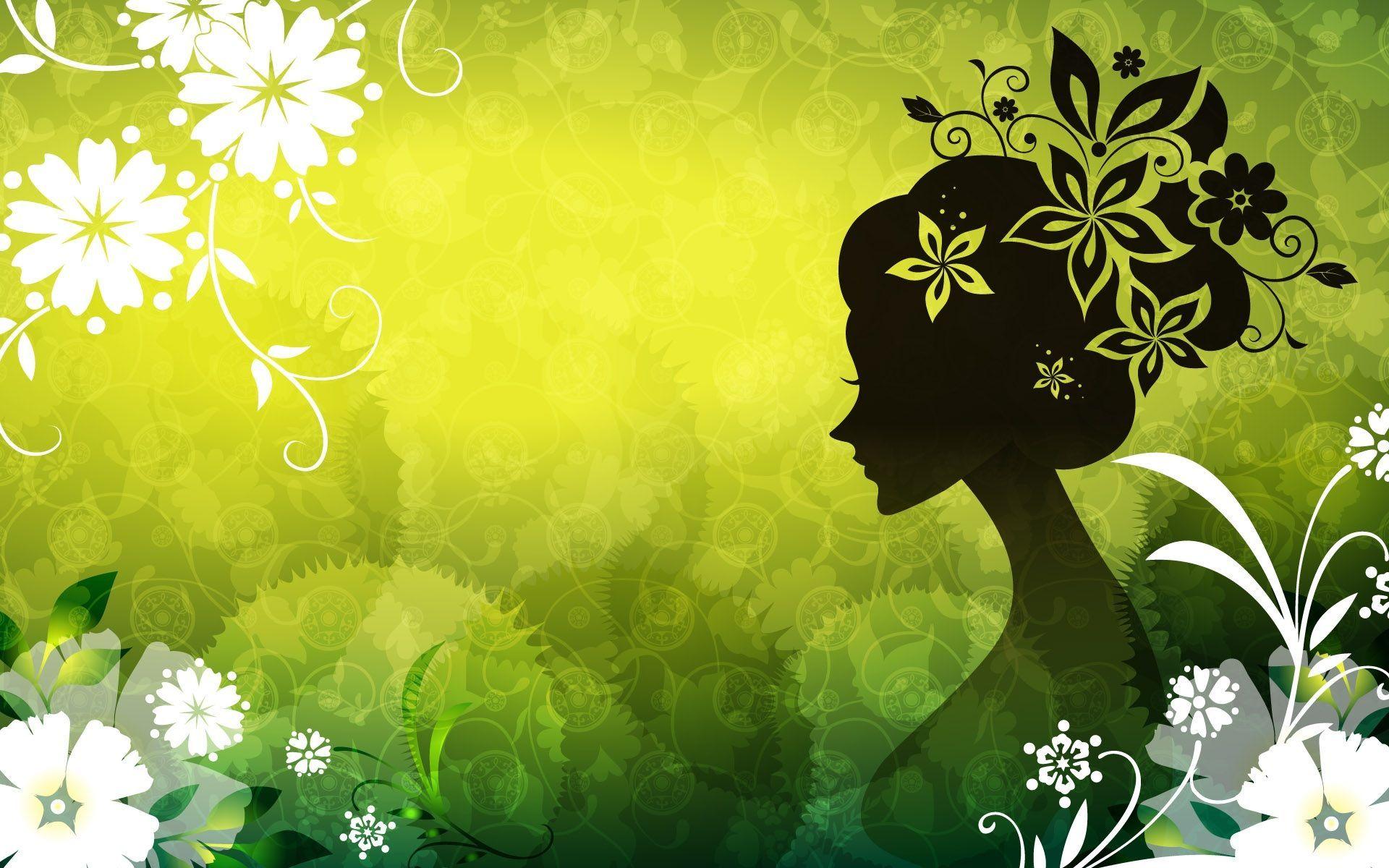1920x1200 Vector women green flowers Wallpaper. HD Desktop Wallpaper