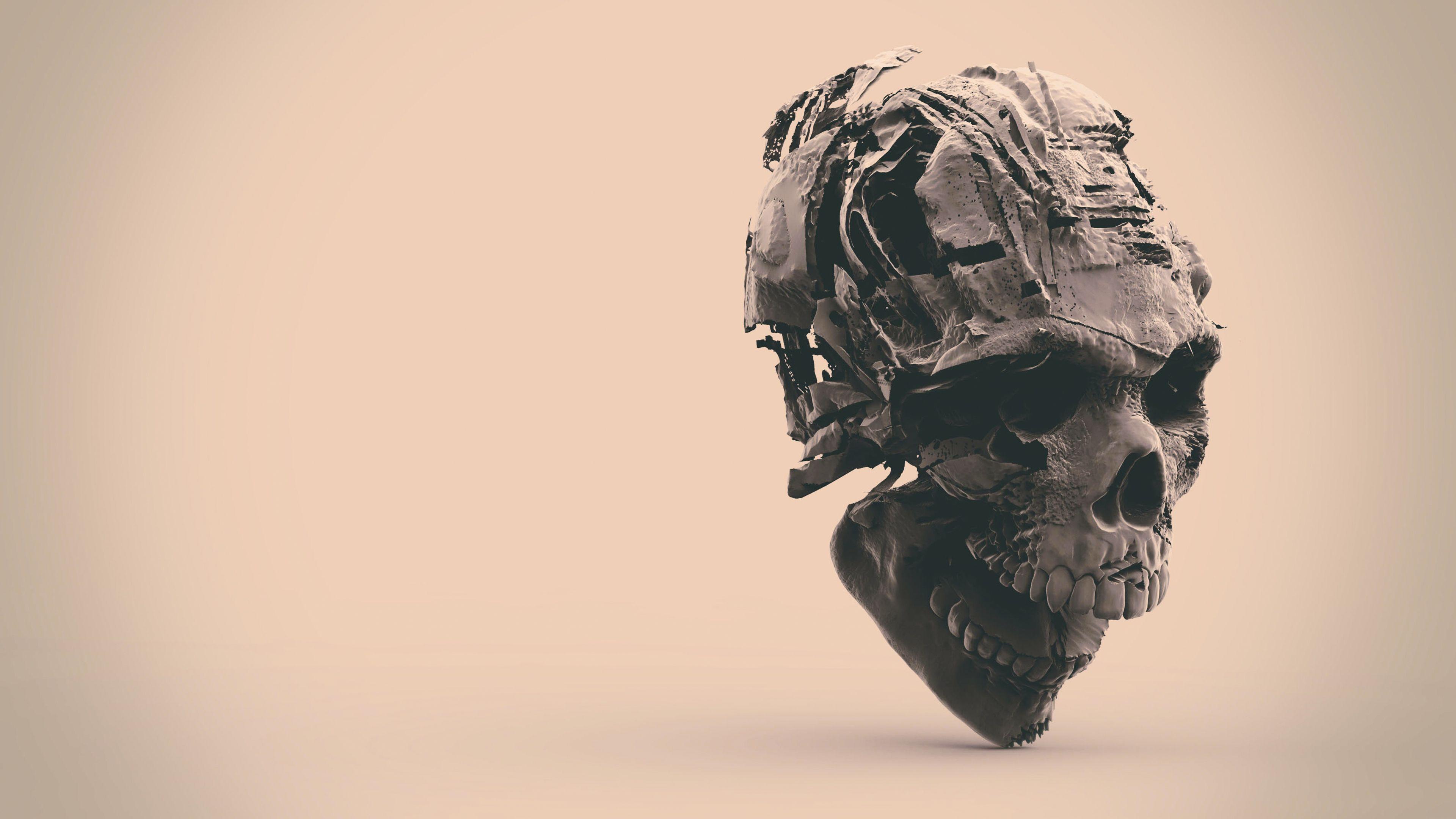 3840x2160 4K Textured Skull Wallpaper HD