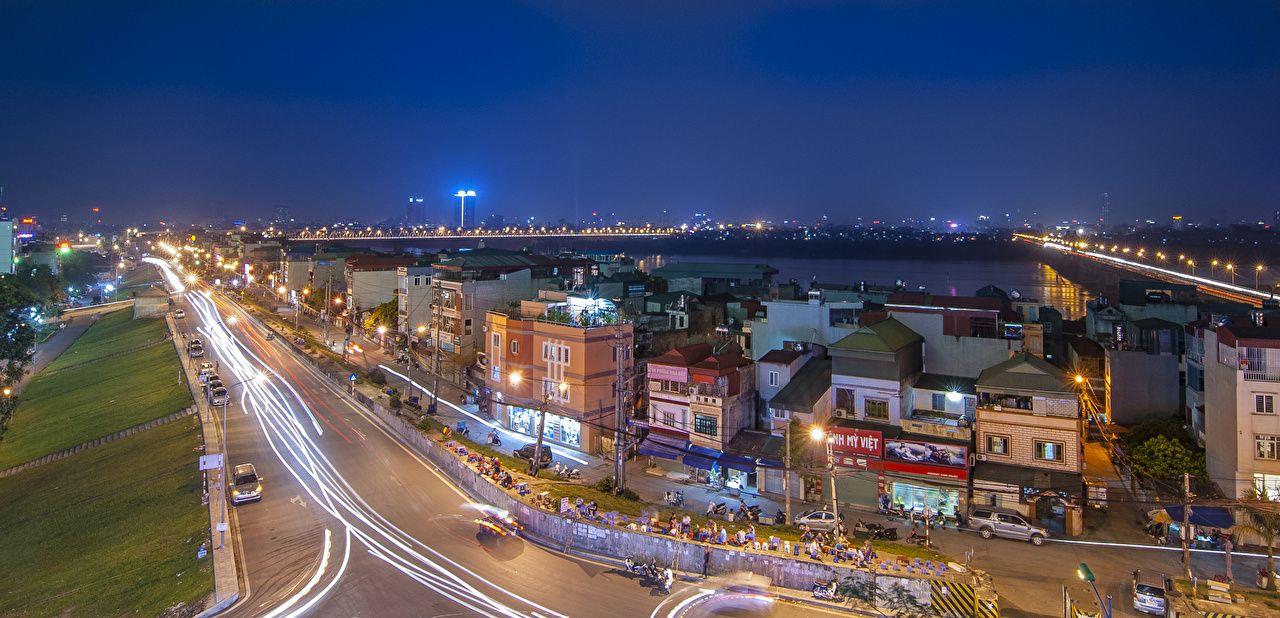 1280x618 Photos Vietnam Hanoi Roads night time
