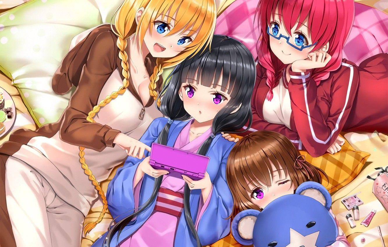 1332x850 Wallpaper girls, anime, girlfriend, Blend S image