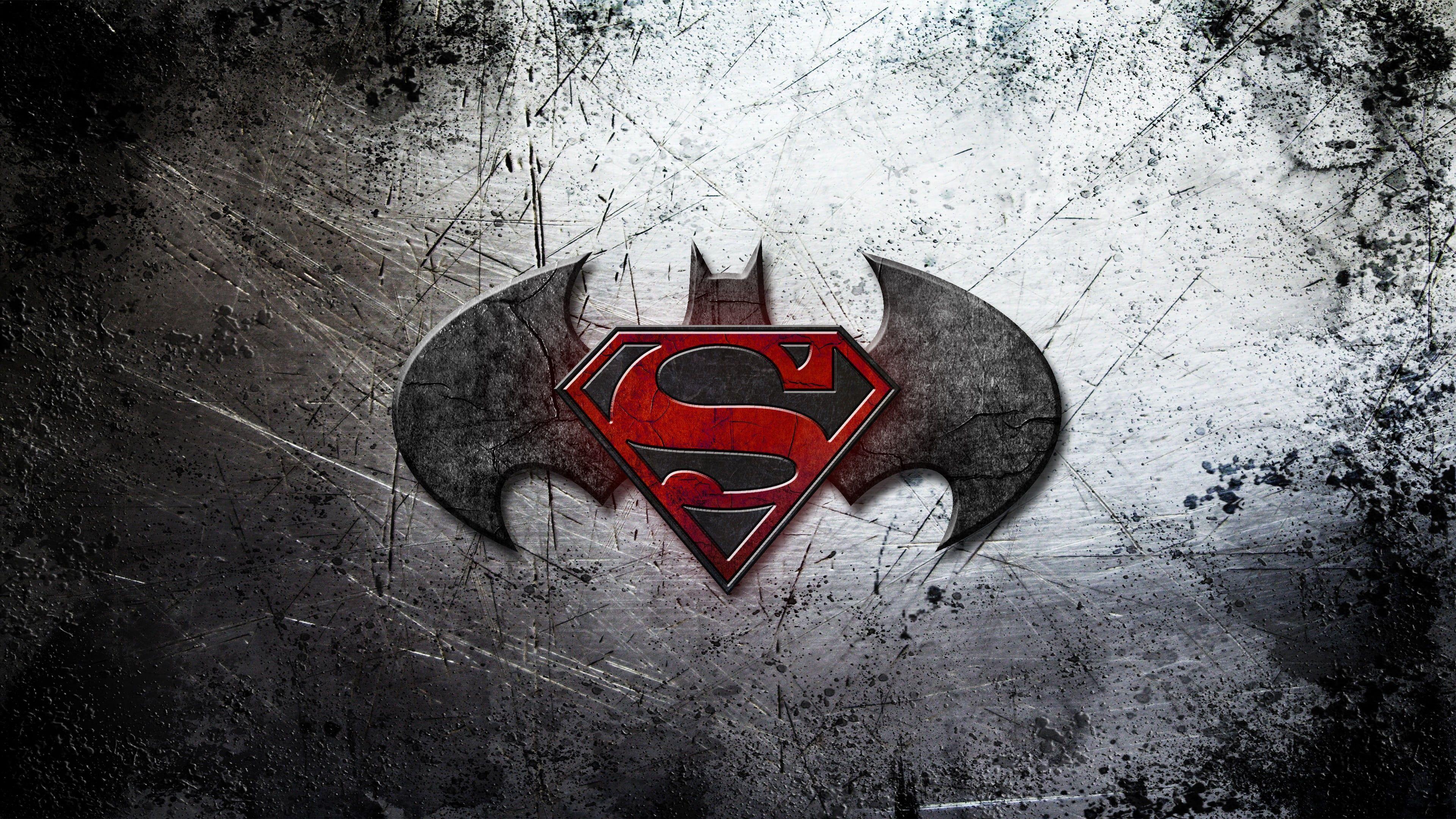 3840x2160 Batman and Superman logo digital wallpaper, movies, Batman v