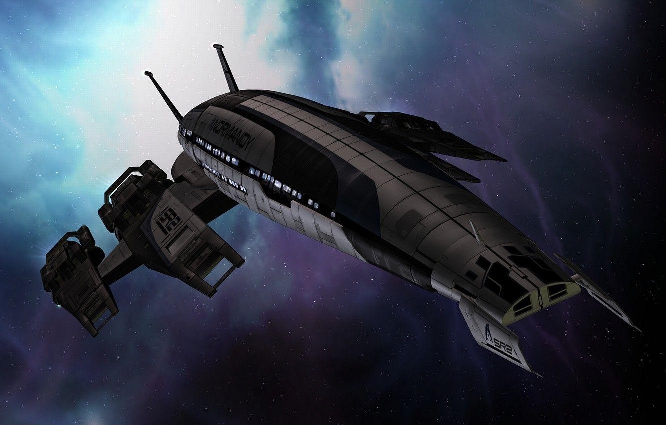 1332x850 Wallpaper space, ship, space, Normandy, mass effect
