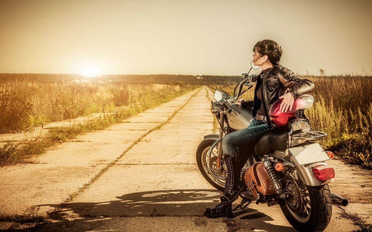 1280x800 bike, mood, motorcycle, brunette, bike, girl