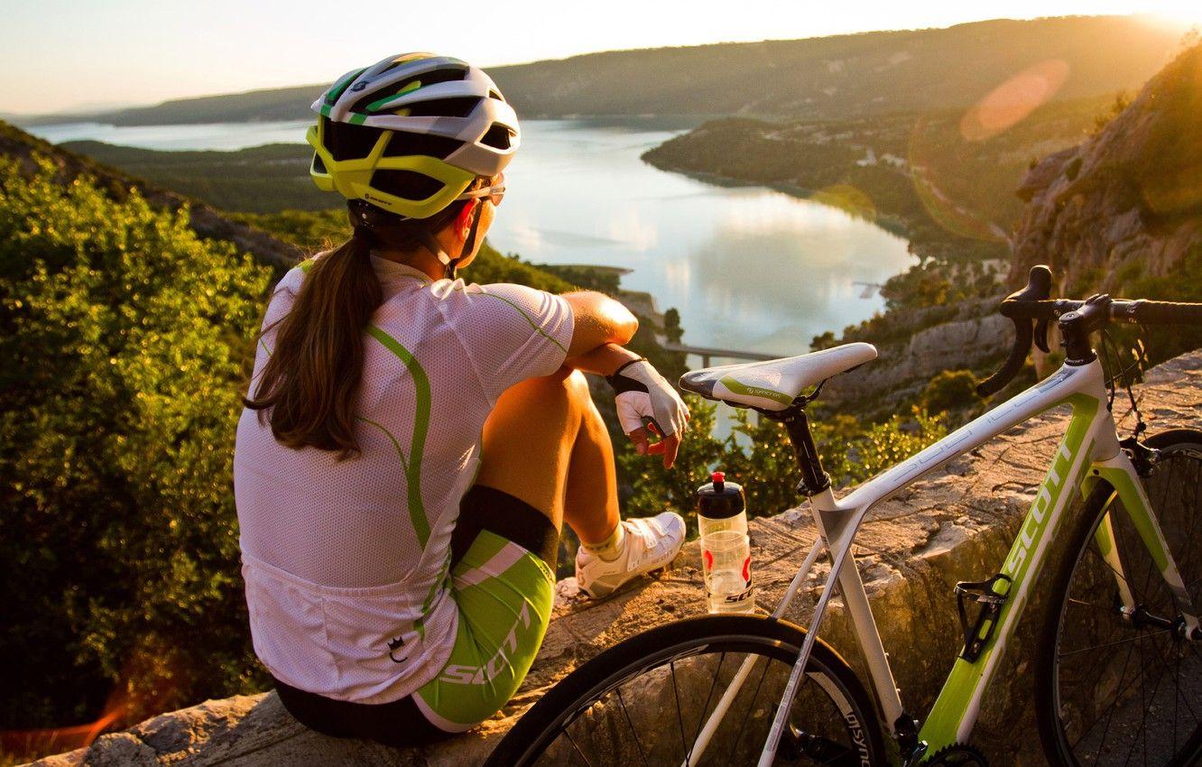 1332x850 Wallpaper stay, halt, road Builder, cyclist, Scott Road Bike, Scott Girl on Bridge image for desktop, section спорт