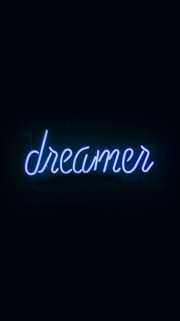 750x1334 iPhone wallpaper. dreamers neon sign dark
