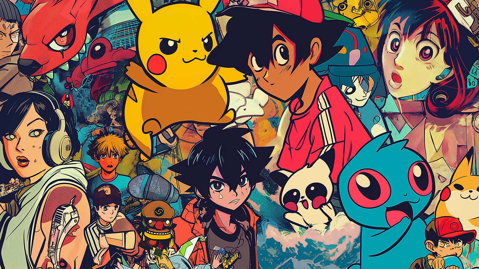 1536x864 Pokemon Collage Pikachu Ash Vibrant