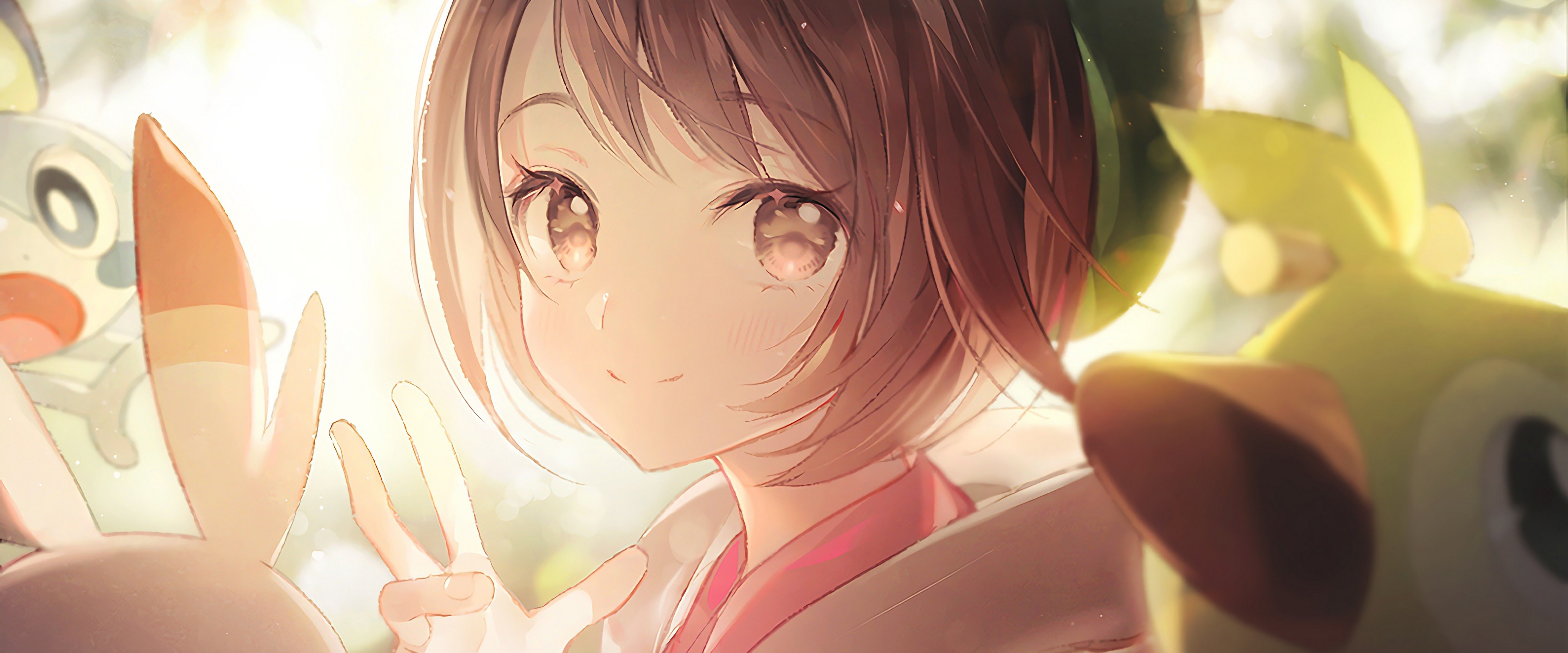 7680x3200 Female Pokemon Trainer 4K Wallpaper
