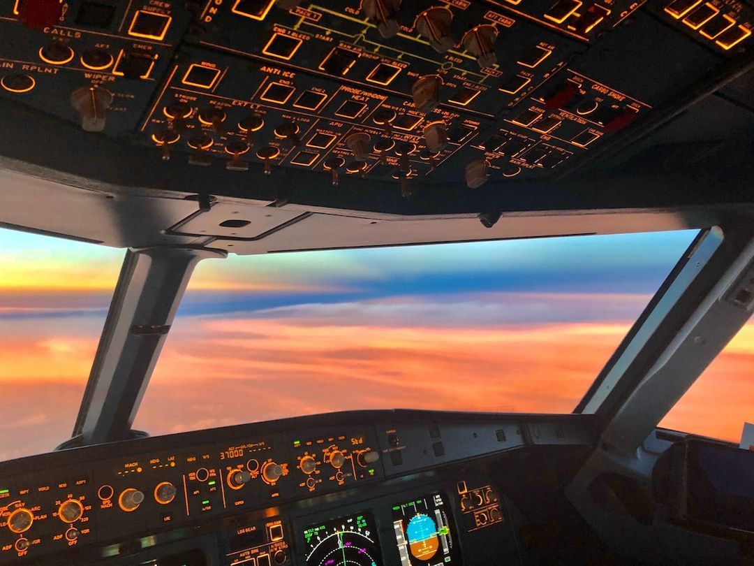 1080x810 Sunset View From Airbus A321 Cockpit
