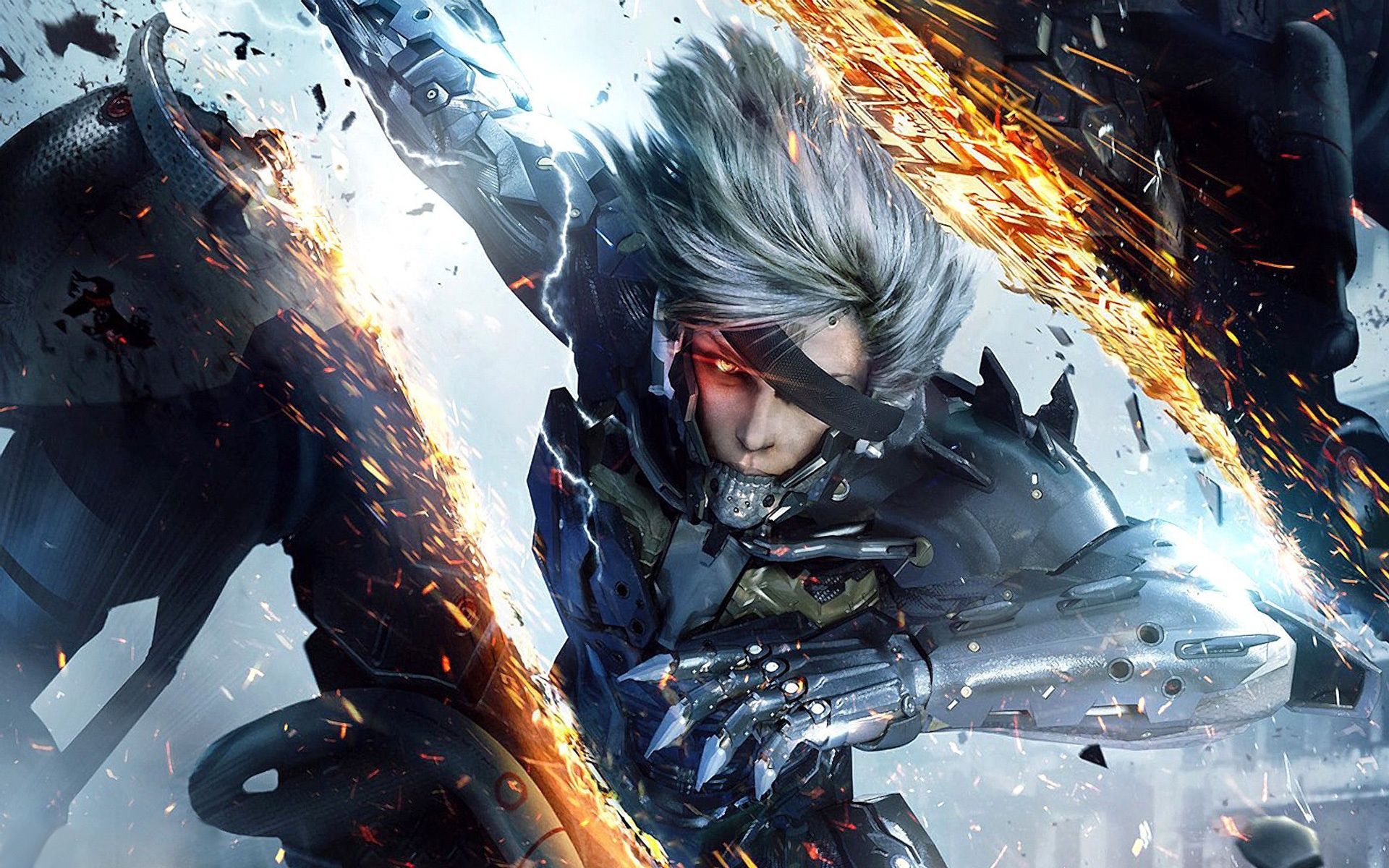 1920x1200 Wallpaper metal, sparks, battle, guy